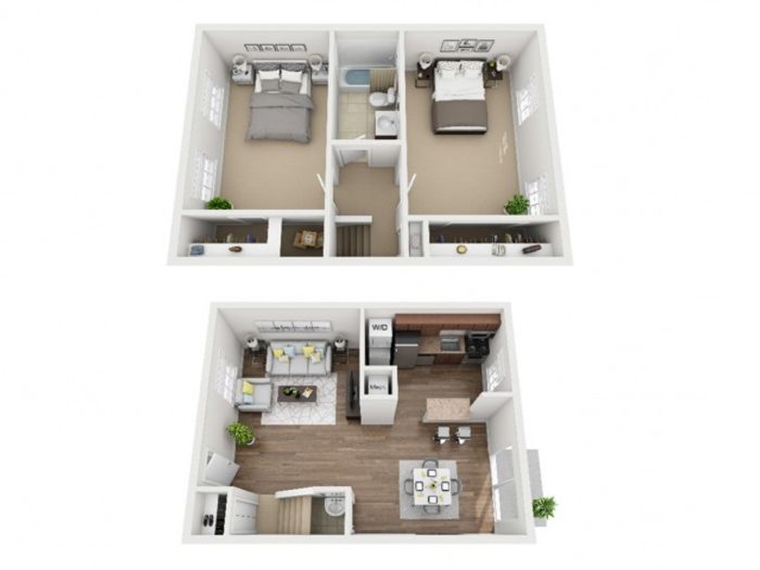 2 Bed Deluxe 1.5 Bath Townhome