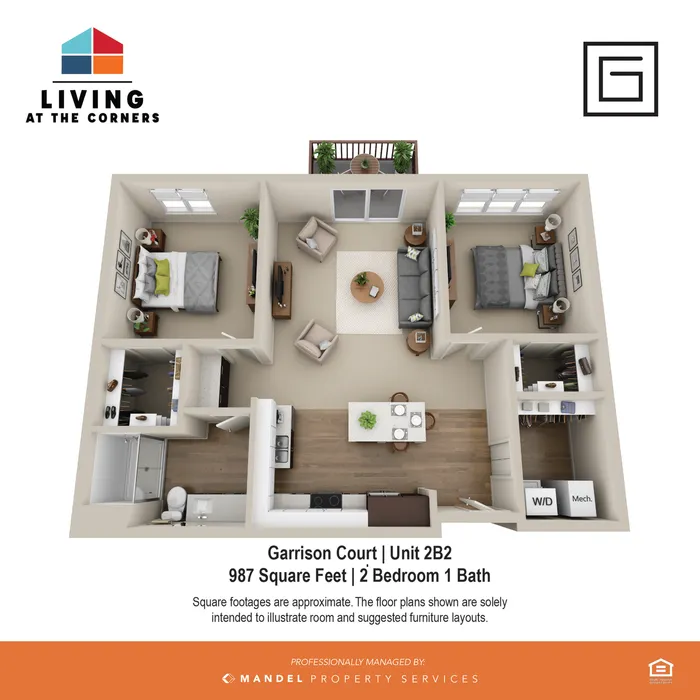 2BR/1BA