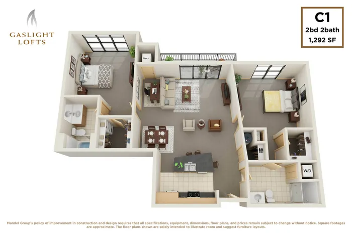 2 bedroom, 2 bath