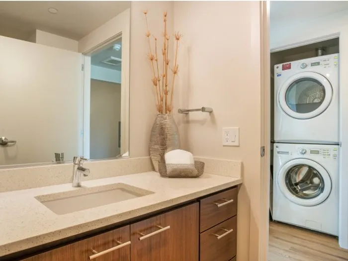 the club, washer and dryer in unit