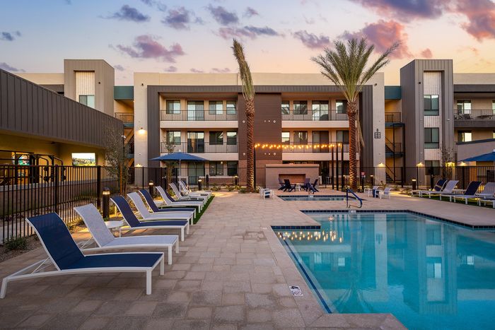 Poolside seating at Acero Harvest Station