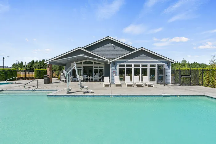 Apartments For Rent In Ridgefield, WA - Acero Ridgefield - Sparkling Pool Near The Resident Lounge.
