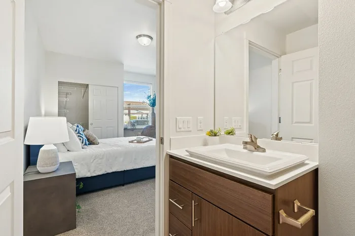 Modern bathroom with plenty of storage.