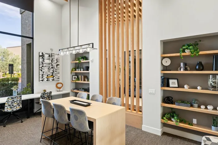 clubhouse seating and workspace