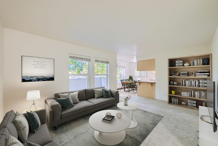 Large living room and dining area