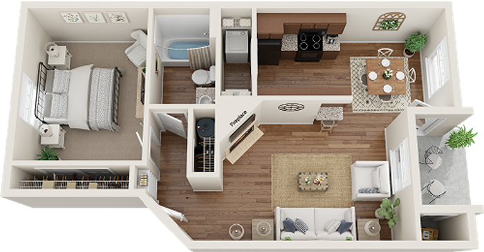 Overlook Park 1 bedroom copper floor plan