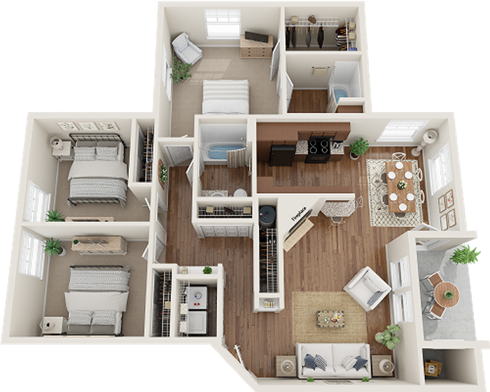 overlook park 3 bedroom apartment floor plan