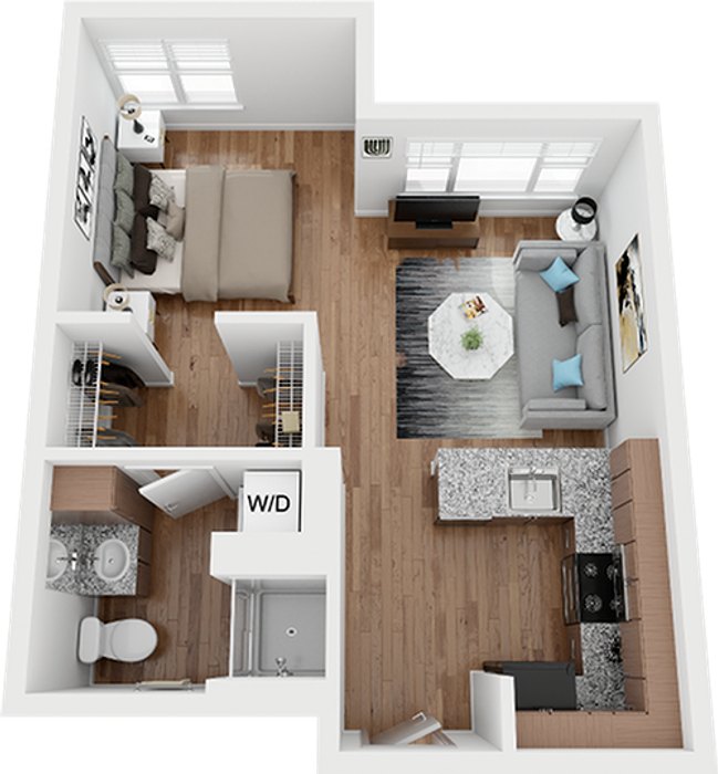 parkside lofts studio apartment B2