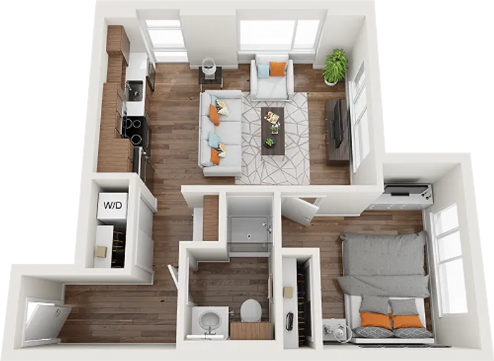 the fifty at division broadway one bedroom apartment
