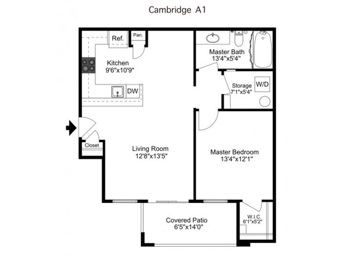 2D cambridge one bedroom apartment in gilbert, az