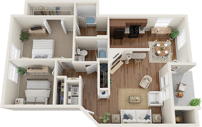 overlook park 2 bedroom gold c floor plan