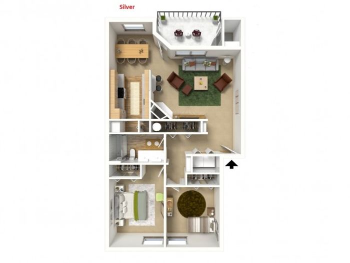 Silver 3D furnished floor plan