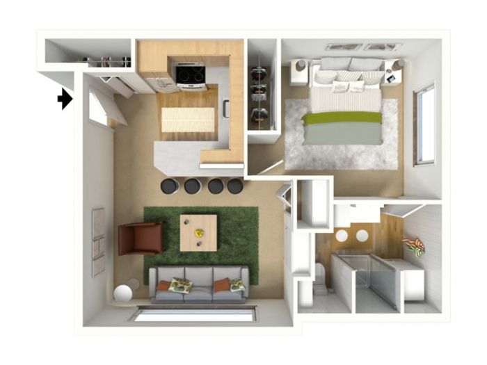 Bronze Plus 3D furnished floor plan