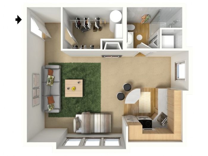 Bronze 3D furnished floor plan