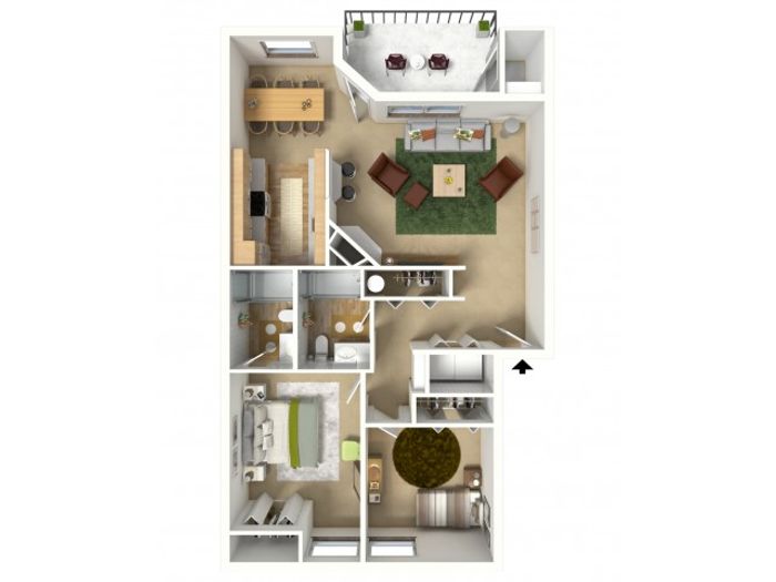Gold 3D furnished floor plan