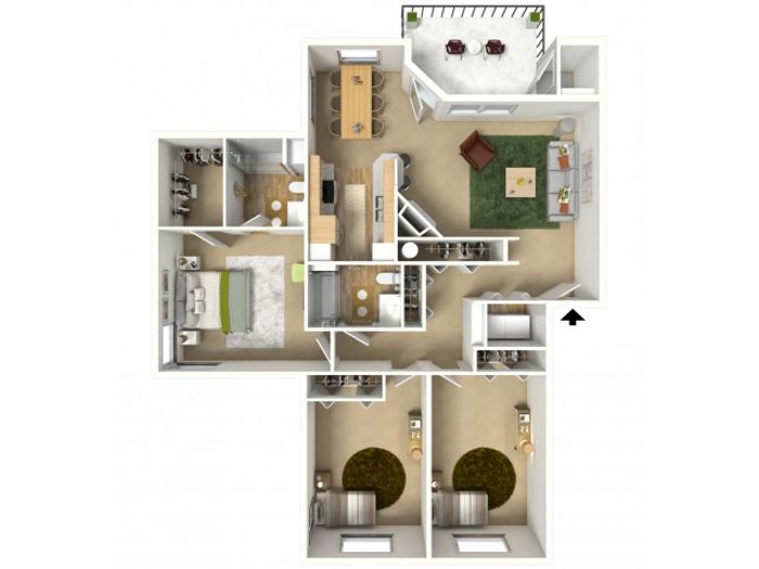 Platinum Plus 3D furnished floor plan
