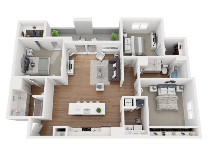 steel floor plan 3d