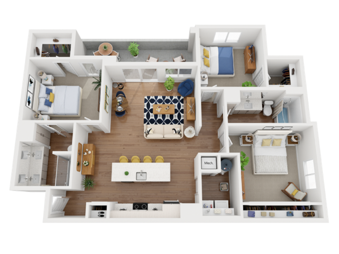 steel floor plan 3d