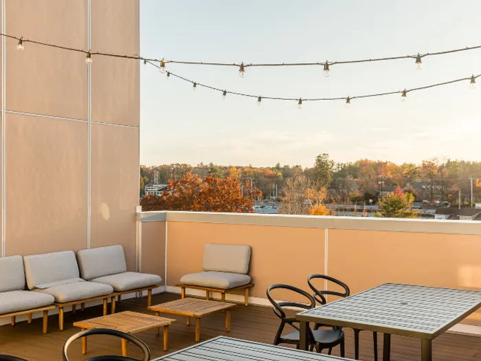 Unwind under the stars or soak up the sun on the stunning roof deck, offering a comfortable atmosphere perfect for daily relaxation at our pet-friendly apartments in Bedford, NH. | The Chandler | Apartment in,Bedford NH
