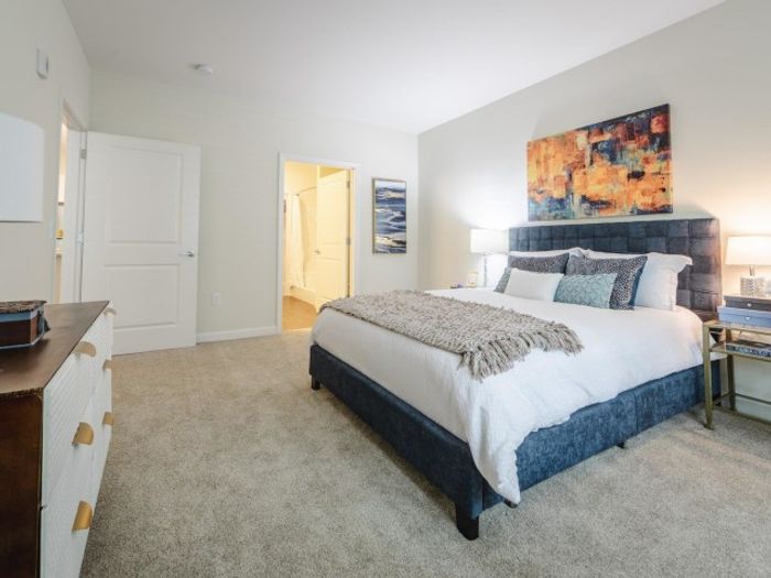 Spacious bedroom with carpet at Mill & 3 | Apartments For Rent Chelmsford MA