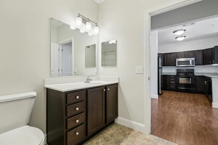 Your kitchen with stainless appliances offers durability and style with coordinated finishes throughout. | Princeton Westford | Princeton Westford Apartments