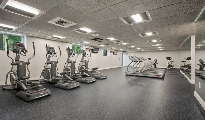The professional-grade fitness center is open for residents, offering a convenient alternative to a private gym membership. | The Royal Crest | Apartment in North Andover, MA