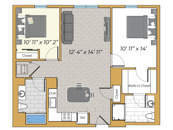 2 Bedroom floor plan