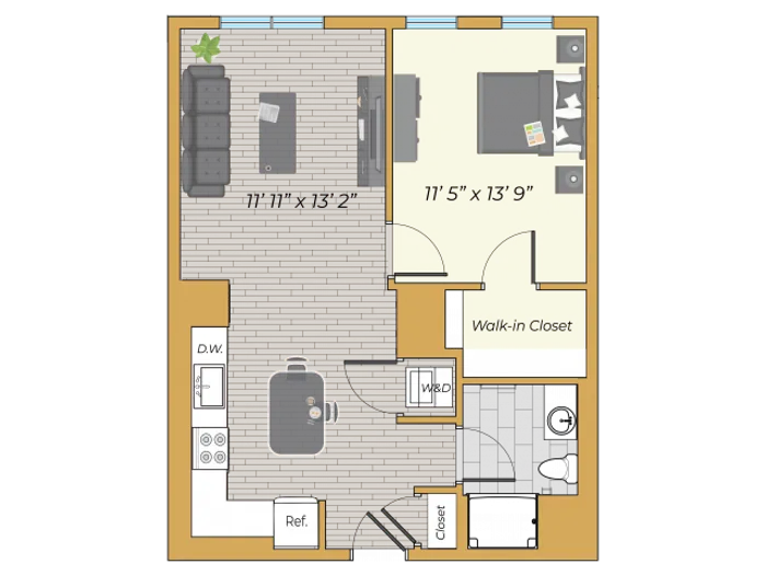 1 Bedroom Deluxe floor plan