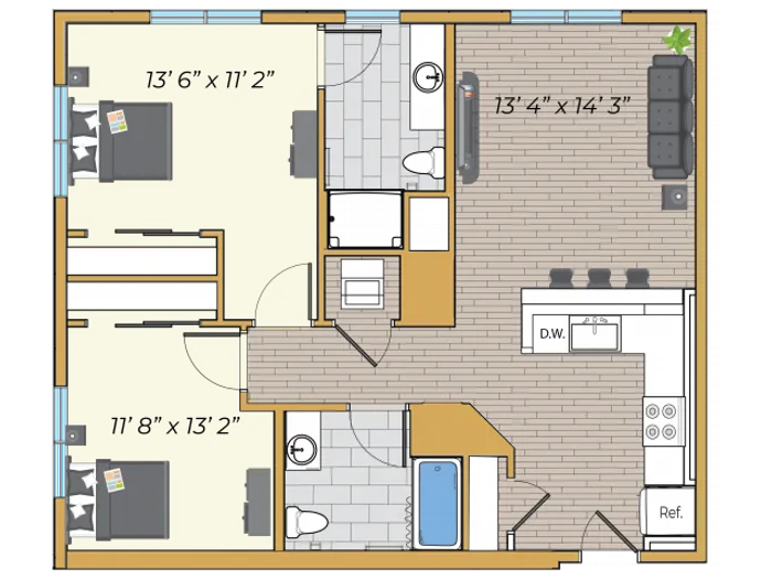 2 Bedroom Corner