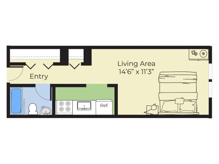 Studio Floor Plan | Apartment Complex In Nashua Nh | Pheasant Run Apartments