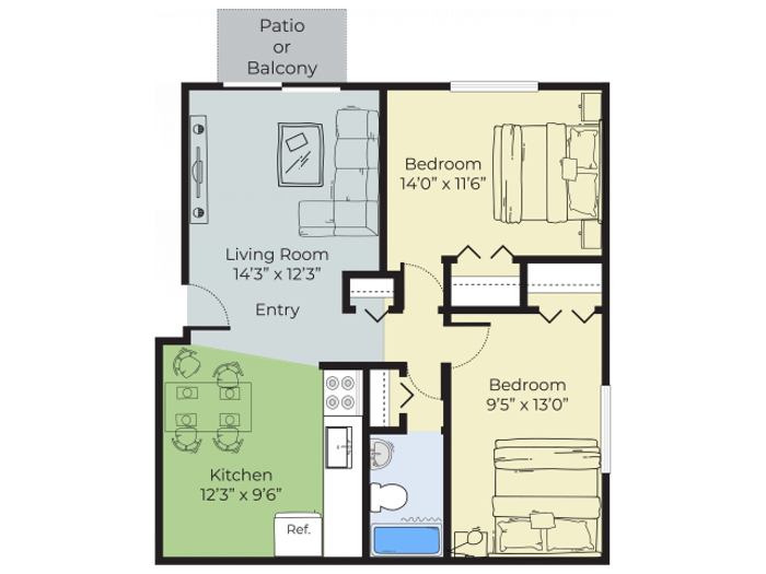 2 Bedroom Floor Plan | Apartment Complex In Nashua Nh | Pheasant Run Apartments
