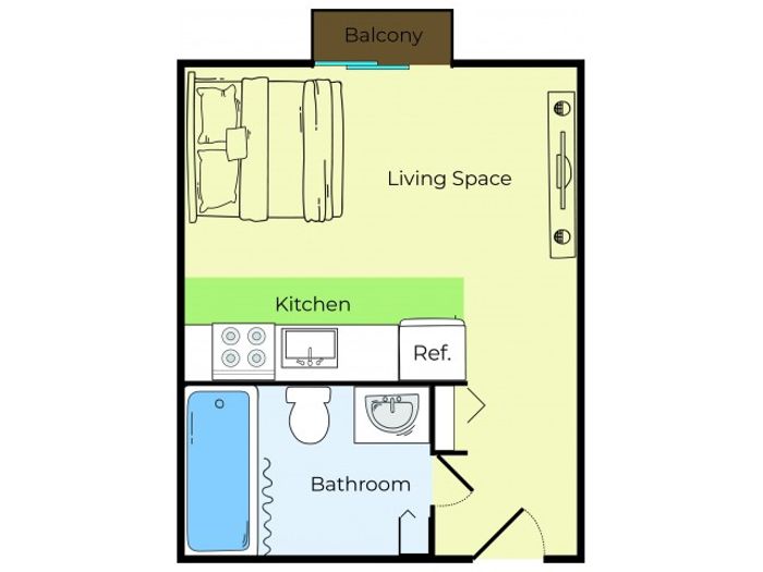Studio Floor Plan | Lowell MA Apartments | Princeton Park