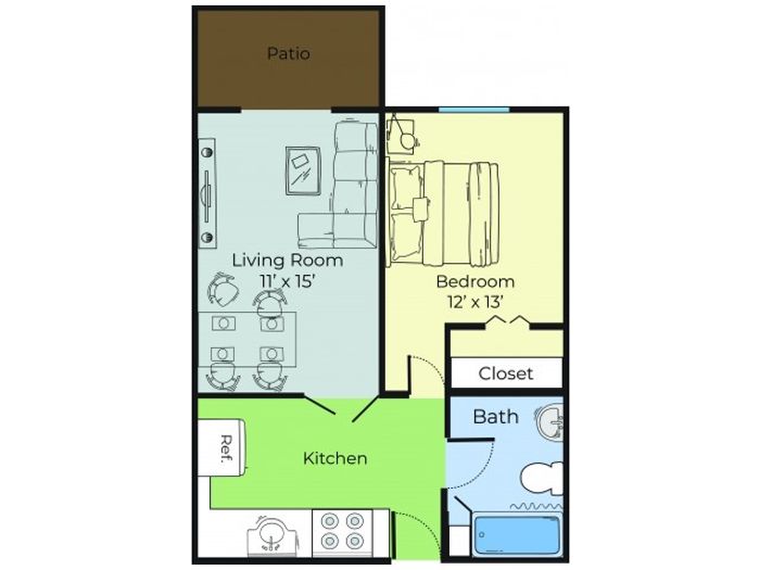 1 Bedroom Floor Plan | Apartments For Rent In Lowell Ma | Westford Park
