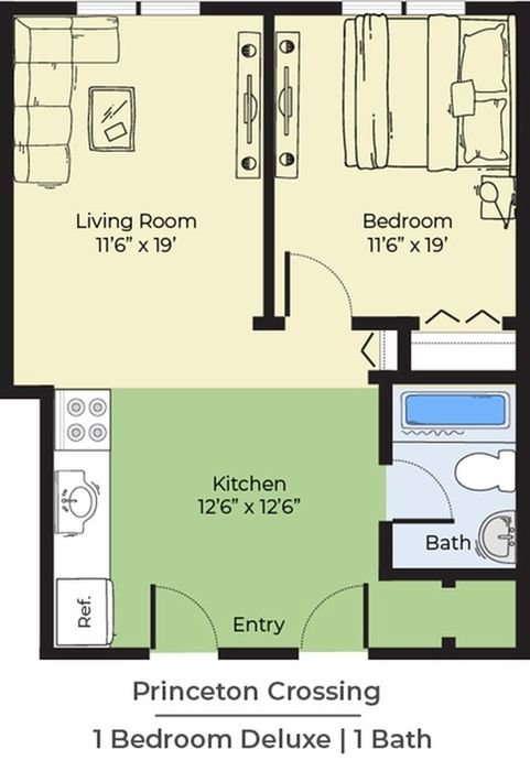 1 Bdrm Floor Plan | Apartments In Salem MA | Princeton Crossing