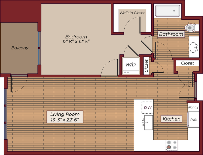 One Bedroom Floorplan | The James Apartments | Haverhill MA Apartments