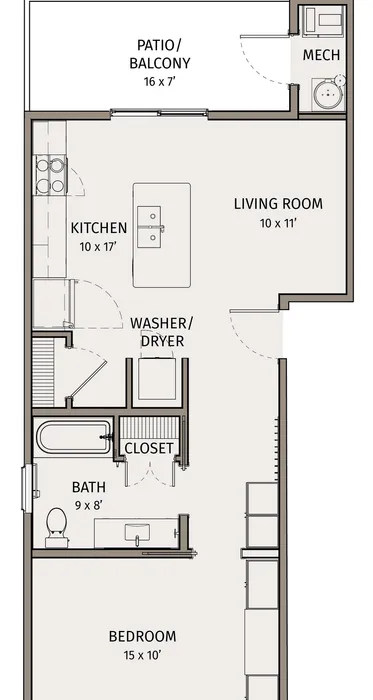 1 Bedroom, 1 Bathroom