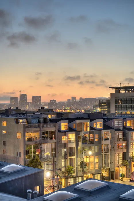 Th Gantry city view at dusk