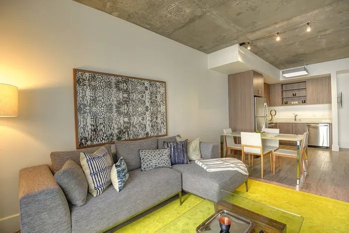 Image of spacious apartment living area with natural light