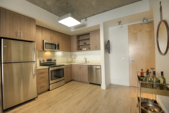 Image of kitchen with stylish light fixture