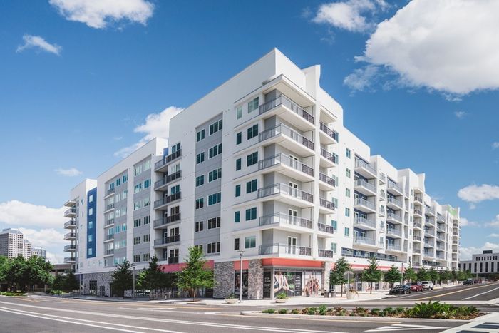 Exterior corner view of Modera Creative Village | Orlando Apartments