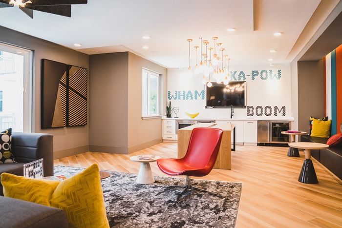 Expansive Clubroom with Wi-Fi Lounge, Games & HDTV at Modera Creative Village apartments