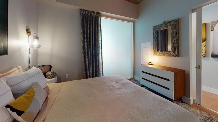 spacious bedroom  at Modera Rincon Hill apartments.
