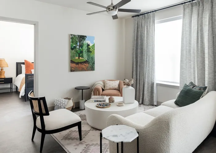 Ceiling Fan in Living Room + Bedrooms* at Modera Six Pines apartments.