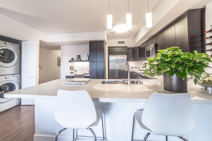 Open floor plan Layout with high-end kitchen and washer and dryer at the Arroyo Residences in Walnut Creek