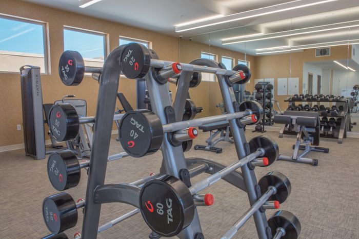 Club-Quality Fitness Center with State-of-the-Art Matrix Equipment with Cardio & Weight Stations at the arroyo residences in walnut creek
