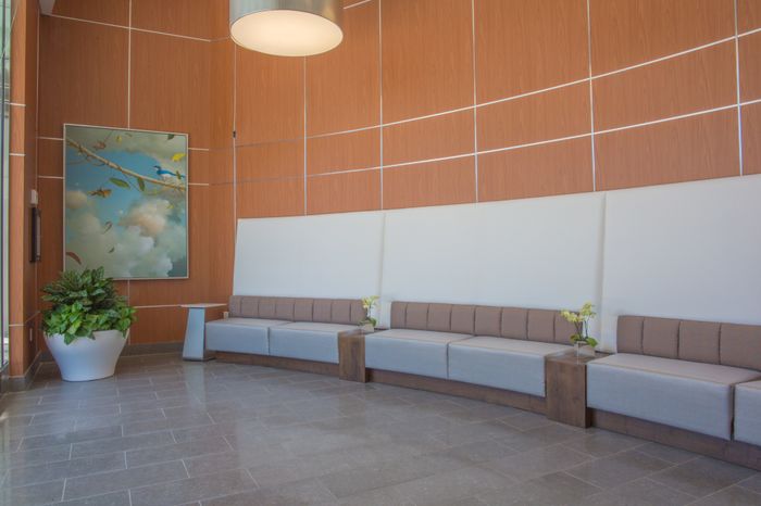 modern lobby with seating at the arroyo residences in walnut creek