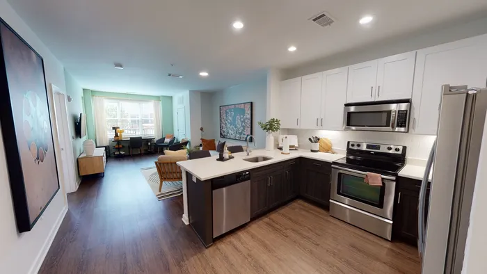 Image of kitchen with stainless steel appliances at alister montclair