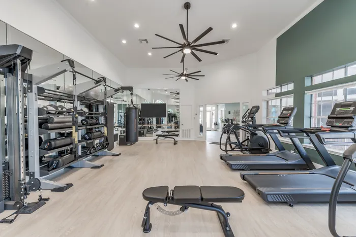 club-quality fitness center at Alister Galleria apartments in houston texas