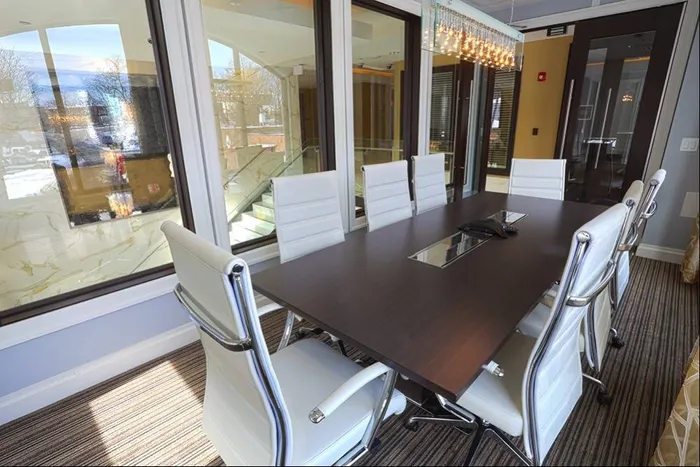 Brightly lit conference room