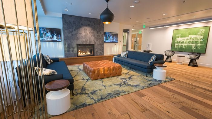 Resident lounge with fireplace